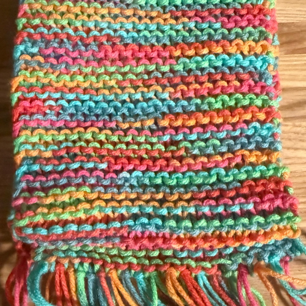 Vibrant Multicolor Kids Knit Scarf 32”L x 5 1/2W